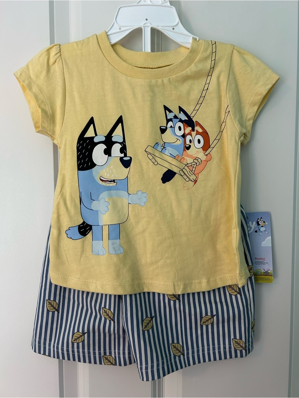 Yellow Bluey Graphic Tee and Striped Shorts Set 2T